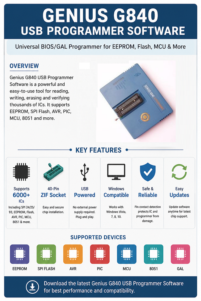 Genius G840 USB Programmer Software - infographic