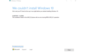 Fix Windows Installation Failed in Safe OS Phase