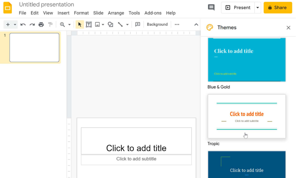 Guide to Google Slides - theme