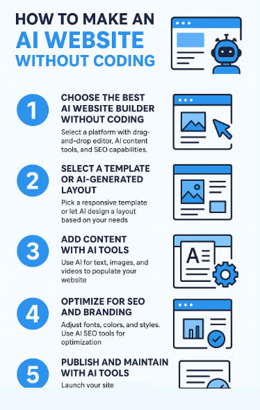 How to Make an AI Website Without Coding - Infographic