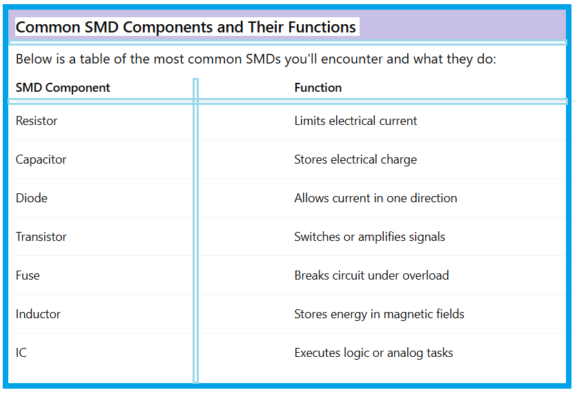 SMD Testing Guide for Laptop Motherboard Repair - table1