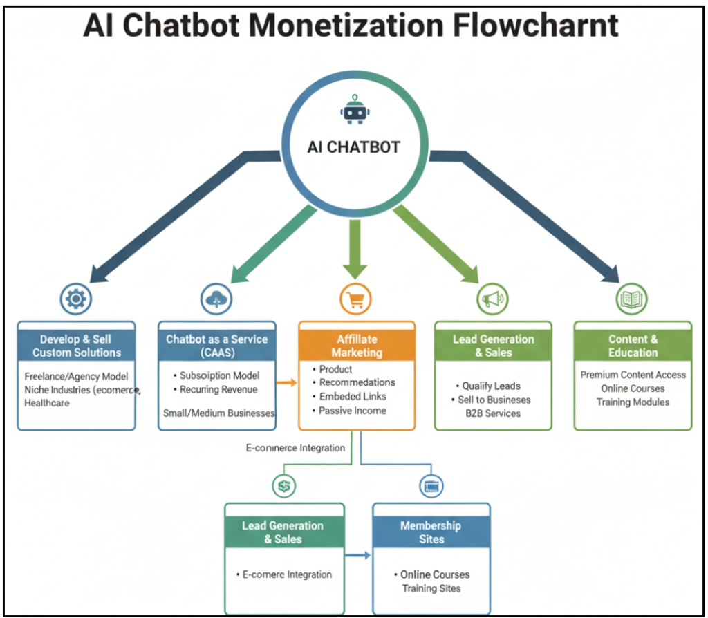 How to Make Money with AI Chatbots - Flowchart