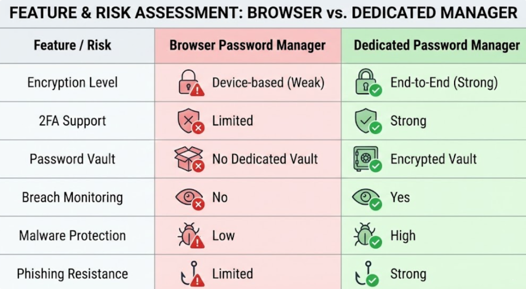Password Managers vs Browser Passwords - Chart Image