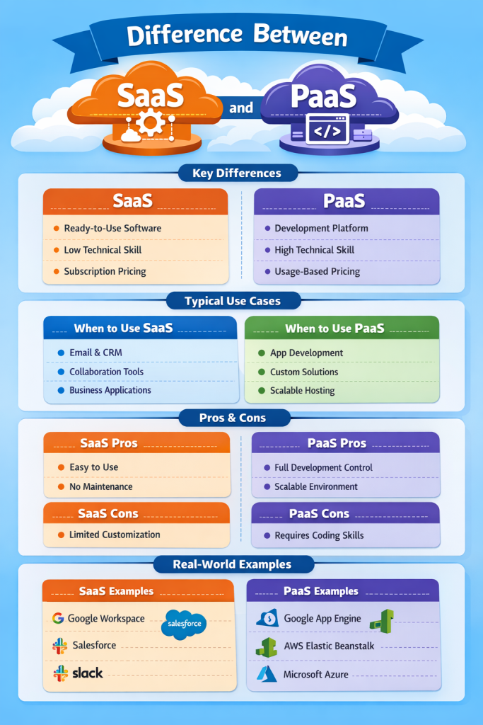 Difference Between SaaS And PaaS - infographic