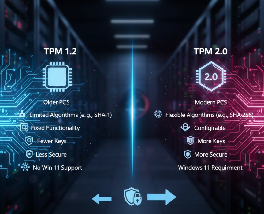 Difference Between TPM 1.2 and TPM 2.0 - comparison