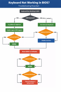 How To Fix Keyboard Not Working In BIOS - FLowchart