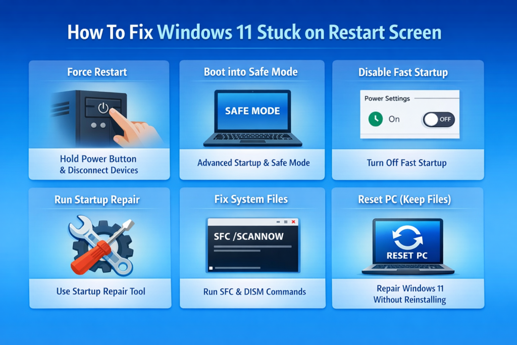 How To Fix Windows 11 Stuck on Restart Screen - infographic
