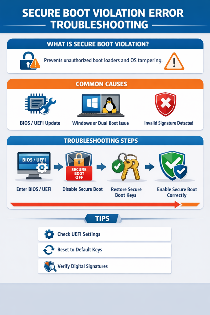 How to Fix Secure Boot Violation Error - infographic