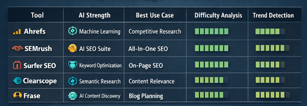 Best AI Tools for Keyword Research - comparison