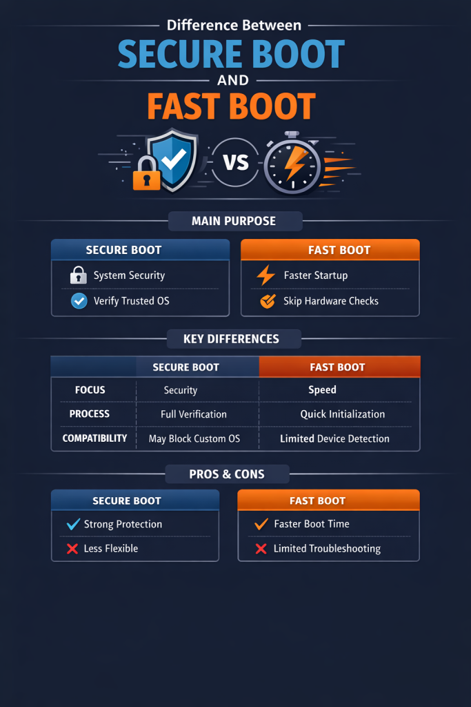 Difference Between Secure Boot and Fast Boot - infographic