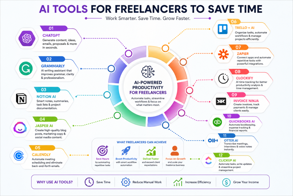 AI Tools for Freelancers to Save Time - infographic