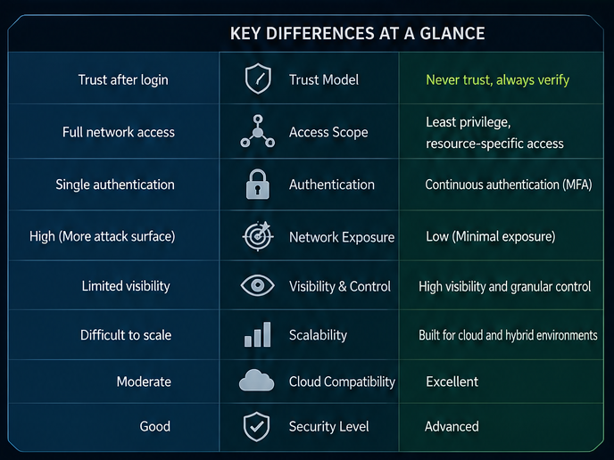 Difference Between VPN and Zero Trust Security - diagram