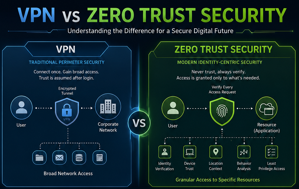 Difference Between VPN and Zero Trust Security - key difference