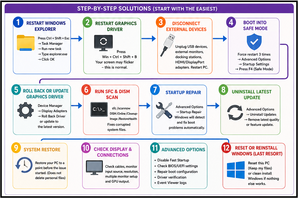 How To Fix Windows 11 Black Screen With Cursor - methods
