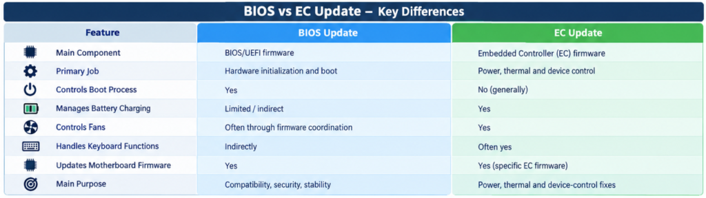 Difference Between BIOS Update vs EC Update - Key Difference